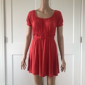 XX3 Orange Short Puffy Sleeve Mini Dress Small